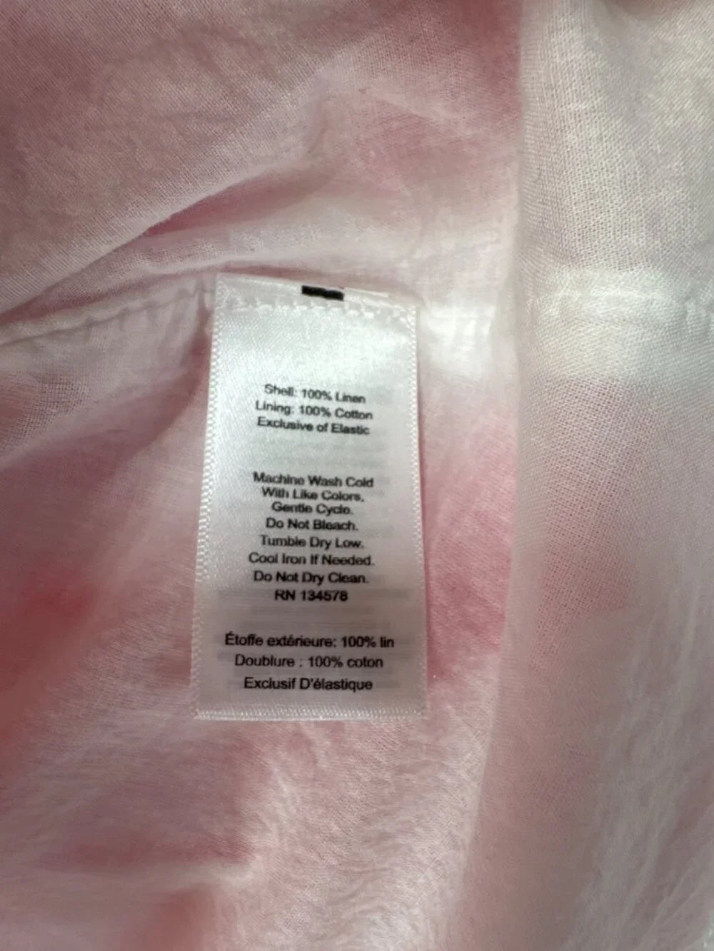 Vineyard Vines Women's M Linen Pink Palm Mini Dress Smocked Ruffle Tropical Res - Picture 10 of 11